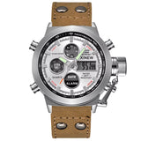 1Pc / Lot Men Genuine  Brand Designer Watches Students Fashion Leather Band Alarm Stopwatch Electronic Watch Montre Homme