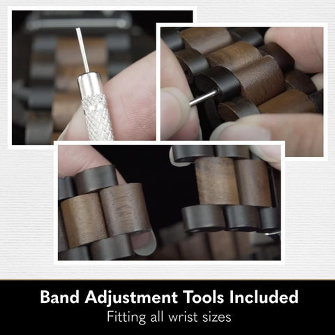 Wooden Watches for Men, Japanese Quartz Movement, Stylish Exotic Wrist Watch with Adjustable Stainless Steel Buckle, Wooden Straps, Watch Made from Ebony and Zebrawood, Relojes Para Hombre (Black Zebrawood 4)