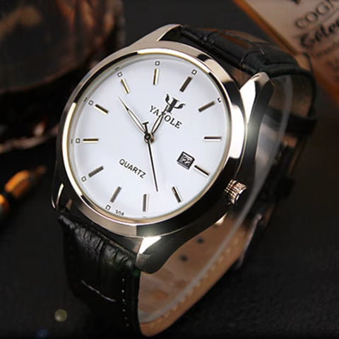 Top Brand YAZOLE Watch Men Watch Auto Date Luxury Men'S Watch Men Leather Strap Business Watches Male Clock Reloj Hombre