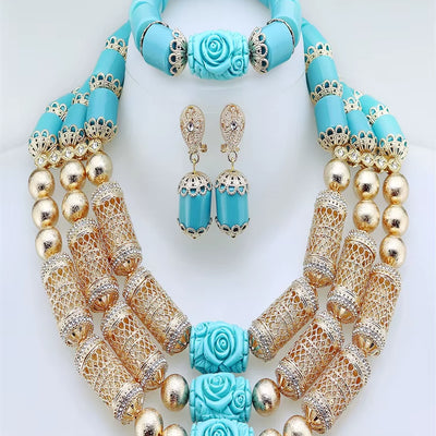 Orange African Resin Bead Necklace Jewelry Set Resin Jewelry Nigerian Jewelry Set Bridal Gift for Women Wedding