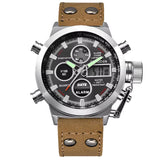 1Pc / Lot Men Genuine  Brand Designer Watches Students Fashion Leather Band Alarm Stopwatch Electronic Watch Montre Homme