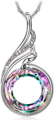 "Rise from the Ashes Phoenix Necklace Made with Crystals from Austria, 18"+2" Necklace, Packaged with Jewelry Box, Birthday Gift for Women, Symbol of Luck and Renewal