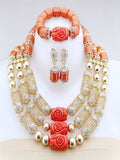 Orange African Resin Bead Necklace Jewelry Set Resin Jewelry Nigerian Jewelry Set Bridal Gift for Women Wedding