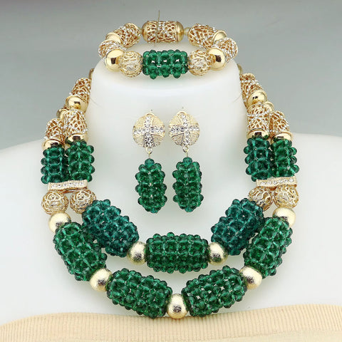African Crystal Glass Jewelry Set Crystal Glass Jewelry Nigerian Jewelry Set Bridal Gift for Women Party Wedding