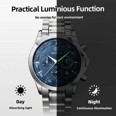 Men'S Luxury Business Watch Tough Stainless Steel Men'S Watch Sports Waterproof Watch Workplace Men'S Gift Wrist Watch