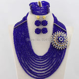 Perfect Red African Crystal Beads Jewelry Set Nigerian Beads African Lace Fabric Wedding Jewelry Set