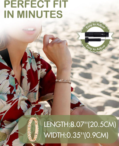 Pure Copper Bracelets for Women, Ultra Strength Magnetic Therapy Bracelet for Pain Relief with Neodymium Magnets & Sparkling Cubic Zirconia, Adjustable, Infinite Clover Jewelry