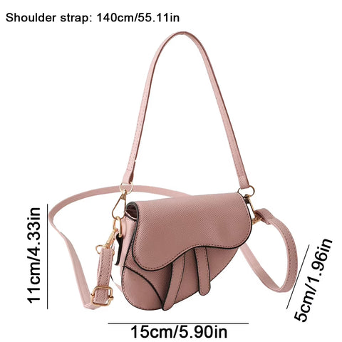 Women Shoulder Bag Saddle Bag Fashion Mini Handbags Hasp Zipper Solid Color Casual Simple inside Lock Ornament Bag
