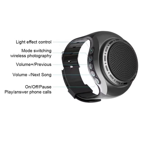 USB Rechargeable Wrist Watch Speaker Cool Lighting Bluetooth-Compatible Portable Bicycle Audio Music FM Radio Box