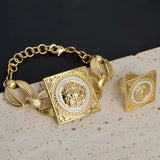 Jewelry Sets for Women 18K Gold Color African Jewellery Chain Necklace Bracelet Earrings Ring Wedding Party Lady Gift