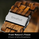 Wooden Watches for Men, Japanese Quartz Movement, Stylish Exotic Wrist Watch with Adjustable Stainless Steel Buckle, Wooden Straps, Watch Made from Ebony and Zebrawood, Relojes Para Hombre (Black Zebrawood 4)