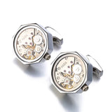 Promotion Immovable Watch Movement Cufflinks Stainless Steel Steampunk Gear Watch Mechanism Cuff Links for Mens Relojes Gemelos
