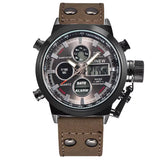 1Pc / Lot Men Genuine  Brand Designer Watches Students Fashion Leather Band Alarm Stopwatch Electronic Watch Montre Homme