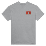 T-Shirt – Drapeau Et Armoiries De La Suisse – Brodé – Coton Mélangé