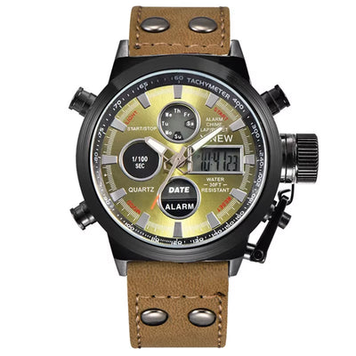 1Pc / Lot Men Genuine  Brand Designer Watches Students Fashion Leather Band Alarm Stopwatch Electronic Watch Montre Homme