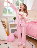 Girls Boys Silk Satin Pajamas Set Button-Down Two-Piece Pjs Lounge Sets with Long Pants