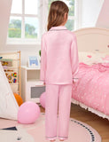 Girls Boys Silk Satin Pajamas Set Button-Down Two-Piece Pjs Lounge Sets with Long Pants