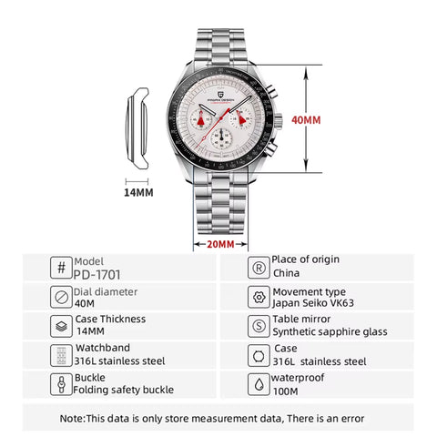 PAGANI DESIGN Men'S Luxury Quartz Watch Japan VK63 Watches for Man Top Synthetic Sapphire Glass Mirror Wrist Watch Clocks Gifts