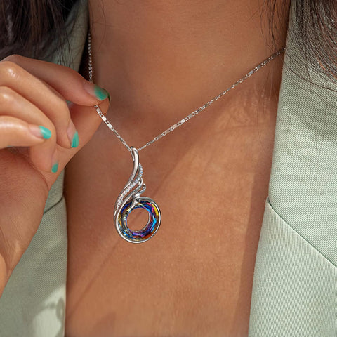 "Rise from the Ashes Phoenix Necklace Made with Crystals from Austria, 18"+2" Necklace, Packaged with Jewelry Box, Birthday Gift for Women, Symbol of Luck and Renewal