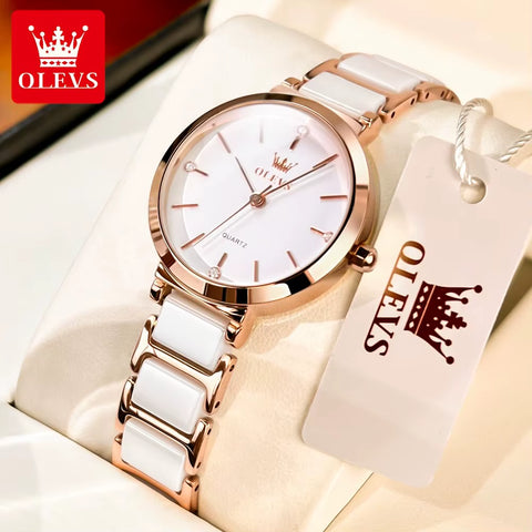 Fashion Women Watches Relogio Feminino Luxury Rose Gold Watch Ladies Quartz Wrist Watch Ceramic Strap Clock Reloj Mujer