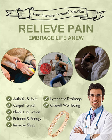 Pure Copper Bracelets for Women, Ultra Strength Magnetic Therapy Bracelet for Pain Relief with Neodymium Magnets & Sparkling Cubic Zirconia, Adjustable, Infinite Clover Jewelry