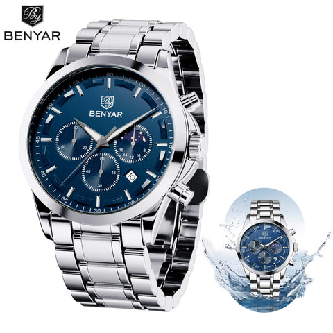 Men'S Luxury Business Watch Tough Stainless Steel Men'S Watch Sports Waterproof Watch Workplace Men'S Gift Wrist Watch