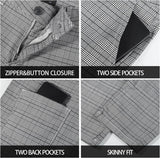 Mens Plaid Dress Pants Stretch Chino Pants Men Slim Fit