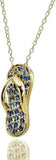 Sterling Silver Simulated Blue Sapphire Flip-Flop Beach Sandal Necklace