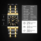 Brand Luxury Gold Bracelet Men'S Watches Fashion Square Quartz Wrist Watch for Men Stainless Steel Waterproof Reloj Hombre