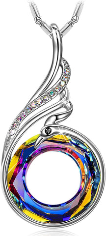 "Rise from the Ashes Phoenix Necklace Made with Crystals from Austria, 18"+2" Necklace, Packaged with Jewelry Box, Birthday Gift for Women, Symbol of Luck and Renewal