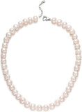Freshwater Cultured Pearl Necklace, Real Pearl Necklace with Silver Chain and Clasp, Jewelry for Christmas Brides Wedding Gifts for Women Her Wife Sister
