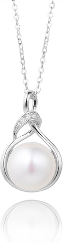 Elegant Freshwater Cultured Pearl Pendant Necklace in 925 Sterling Silver - Perfect Gift for Women (16-18 Inch)
