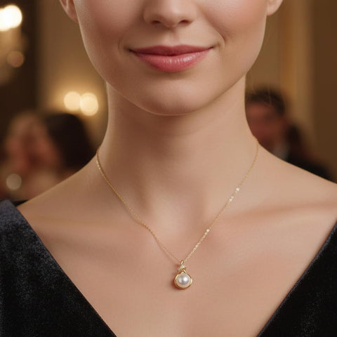 Elegant Freshwater Cultured Pearl Pendant Necklace in 925 Sterling Silver - Perfect Gift for Women (16-18 Inch)