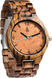 Wooden Watches for Men, Japanese Quartz Movement, Stylish Exotic Wrist Watch with Adjustable Stainless Steel Buckle, Wooden Straps, Watch Made from Ebony and Zebrawood, Relojes Para Hombre (Black Zebrawood 4)