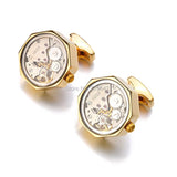Promotion Immovable Watch Movement Cufflinks Stainless Steel Steampunk Gear Watch Mechanism Cuff Links for Mens Relojes Gemelos
