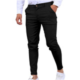 Mens Chinos Slim Fit Pants Flat Front Stretch Skinny Tapered Dress Pants Comfort Casual Solid Trousers 2024