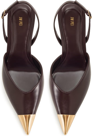 Elevate Your Style with JW PEI Women's Burgundy Savannah Gold Tipped Slingback Pumps