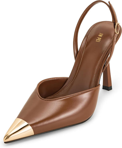 Elevate Your Style with JW PEI Women's Burgundy Savannah Gold Tipped Slingback Pumps