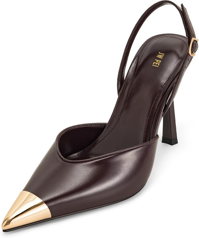 Elevate Your Style with JW PEI Women's Burgundy Savannah Gold Tipped Slingback Pumps