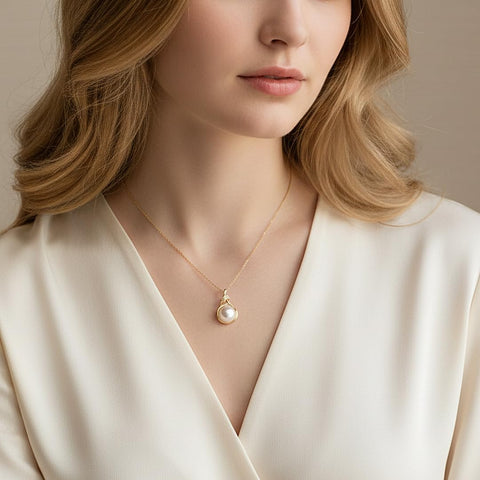 Elegant Freshwater Cultured Pearl Pendant Necklace in 925 Sterling Silver - Perfect Gift for Women (16-18 Inch)