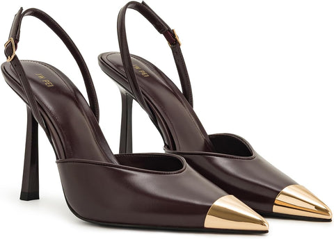 Elevate Your Style with JW PEI Women's Burgundy Savannah Gold Tipped Slingback Pumps