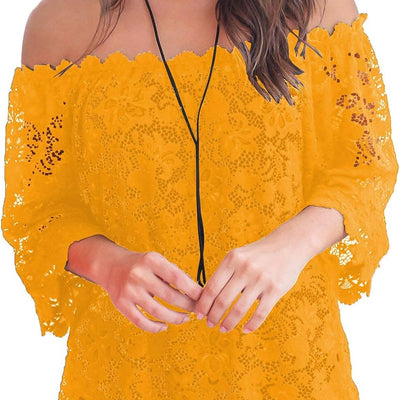 Women'S Lace off Shoulder Tops Casual Loose Blouse Shirts