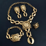 Jewelry Sets for Women 18K Gold Color African Jewellery Chain Necklace Bracelet Earrings Ring Wedding Party Lady Gift