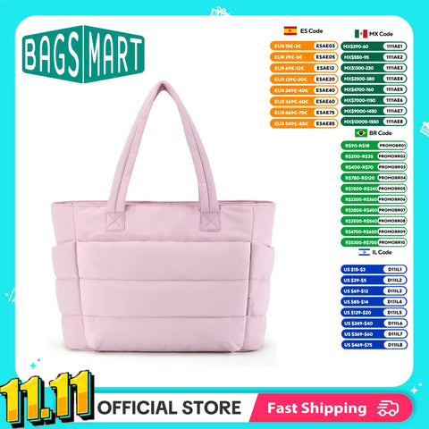 Women'S Bag Solid Color Tote Bag Commuting College Padded Shoulder Bag Leisure Simple Female Handbags for Travel