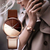 SK Luxury Leather Watches Women Creative Fashion Quartz Watches for Reloj Mujer 2019 Ladies Wrist Watch  Relogio Feminino