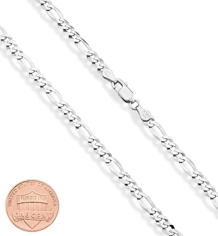 Elevate Your Style with Our 925 Sterling Silver Italian 5Mm Diamond-Cut Figaro Link Chain Necklace - Unisex Elegance for Every Occasion