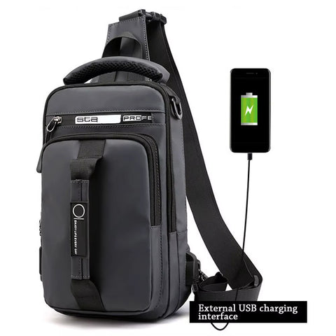 Anti-Theft Chest Shoulder Bag Men'S Sling Crossbody Bag Messenger Backpack USB Port Bag