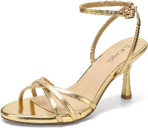 Women'S Strappy 3 Inch High Heels round Toe Ankle Strap 