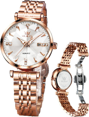 Women Watches Simple Dress Ladies Watch Rose Gold Stainless Steel Watch Waterproof Quartz Date Luxury Diamond Small Wristwatch Fashion Analog Female Reloj Mujer Blue White Green Red Yellow Face