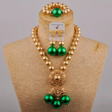 Wedding Jewelry Fashion Purple Glass Pearl Necklace African Wedding Bead Nigerian Bride Wedding Jewelry Set SH-53